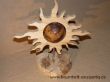 Skulptur Sonne aus einer Buche-Maserknolle - kombiniert mit Kirschholz und gestockter Buche